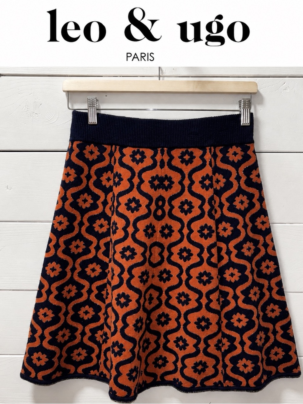 Leo & Ugo Paris Metallic Knit A-Line Skirt – Size 1 / US 6 – NWT
